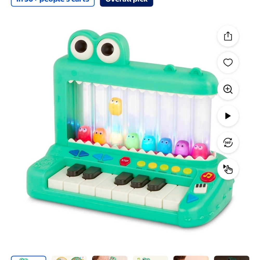 Vibrant Green Crocodile Musical Toy Piano